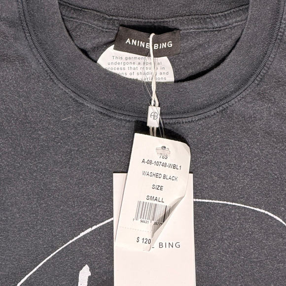 ANINE BING Kent Spirit Tee NWT Sounds of LA Washed Black T-Shirt sz Small - Picture 5 of 5